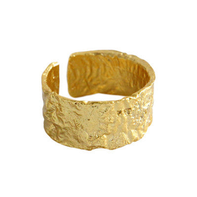 Adjustable Chunky Gold Nugget Ring Gold-plated Silver