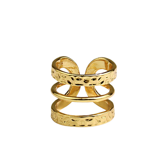 Adjustable Trio Stacking Nugget Ring Gold-plated Silver