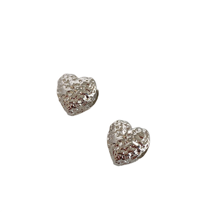 Hammered Heart Nugget Earrings Gold-plated Silver nugget earrings