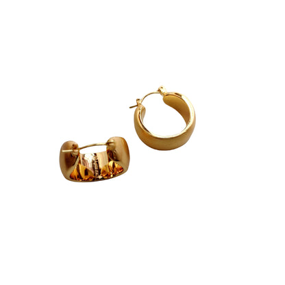 Matte Texture Hoops Nugget Silver Earring Gold-Plated