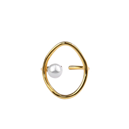 Pearl Hoop 18kt Yellow Gold Open Ring Gold-plated Silver