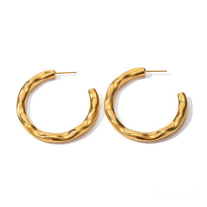 18K Gold Plated Molten Hoop Earrings