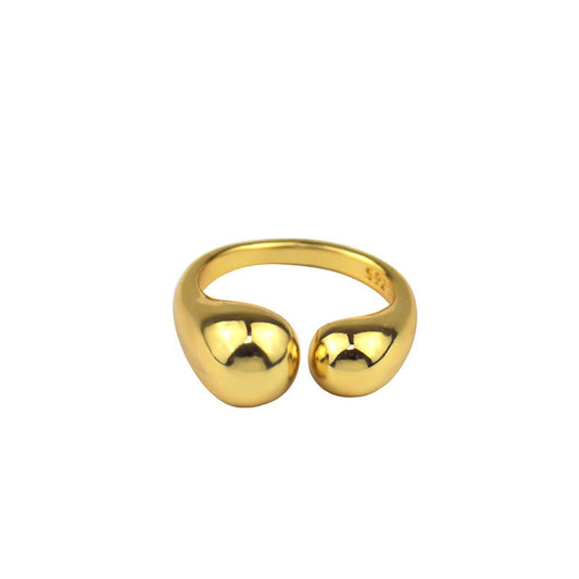 18K Gold Plated Waterdrop Open Adjustable Ring Sterling Silver nugget earrings