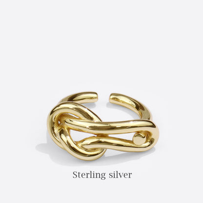 18k Gold-plated Knot Women's Nugget Ring| Open Ring nugget earrings