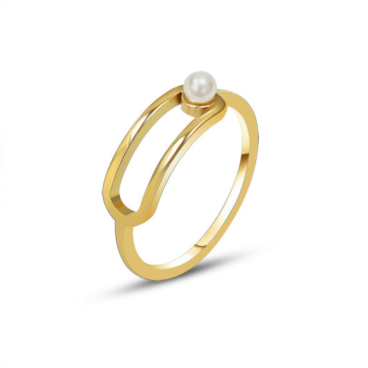 Freshwater Pearl Gold Nugget Ring 18K Gold-Plated