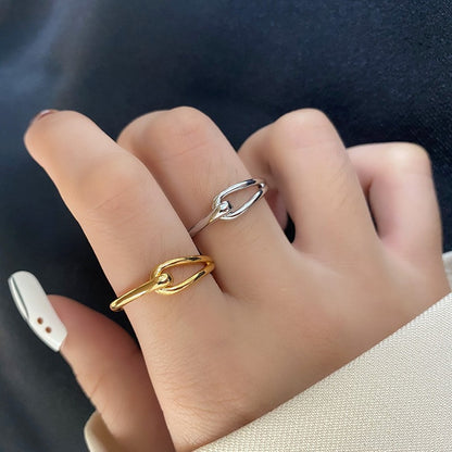 New creative knotted ring, Korean temperament open, gold girl ring, simple and versatile accessories, one piece dropshipping nugget earrings