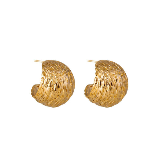 14k Gold Nugget Hoop Earrings for Men