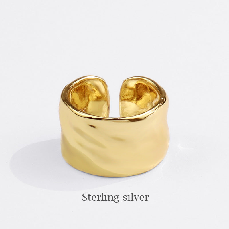 Wide Band Gold Nugget Ring Gold-plated Silver nugget earrings