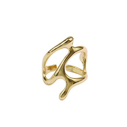 Thick Gold Statement Face Women's Nugget Ring Silver nugget earrings