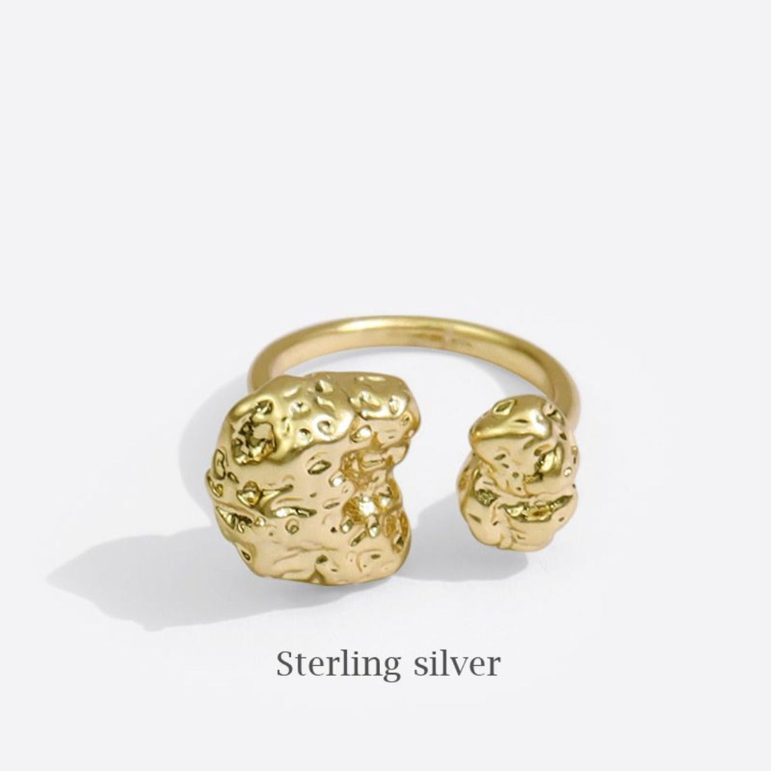 Gold Nugget Metal Texture Open Stud Ring