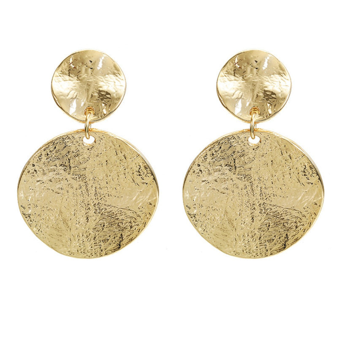 Nugget Jewelry Extra Large Double Parchment Disk Earrings-18K