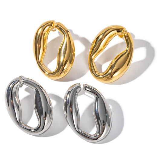 Gold Silver O-shaped Irregular Hoop Earrings 18K Gold-plated nugget earrings