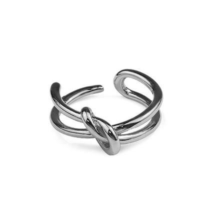 Cross Knot Open Nugget Ring Gold-Plated Sterling Silver