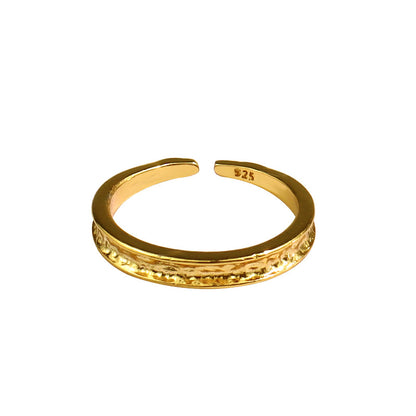 Yellow Gold Wide Cuff Women's Nugget Ring Gold-plated Silver nugget earrings