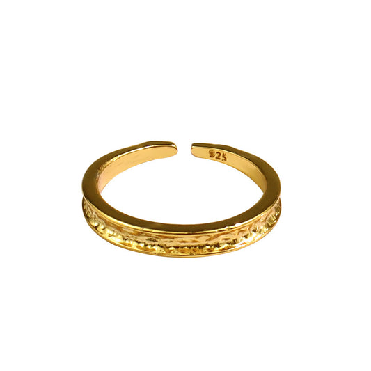 Yellow Gold Wide Cuff Women's Nugget Ring Gold-plated Silver nugget earrings