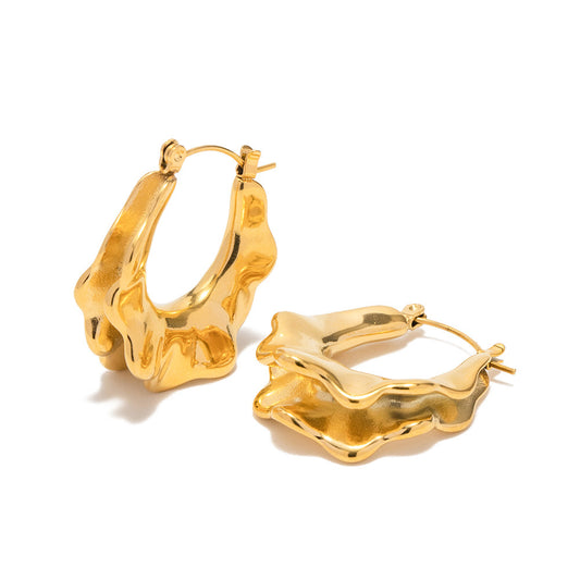 Wave Hoops Earrings, Gold Plated