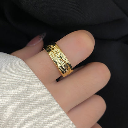 Twist Signet Nugget Gold Ring| Gold-plated Silver Open Ring