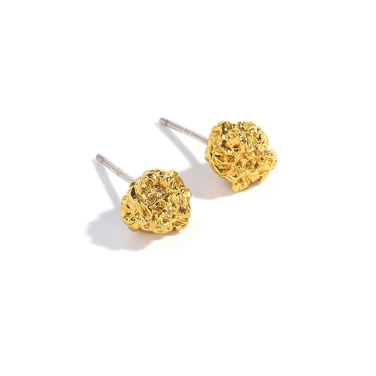 Gold Nugget Hammered Meteorite Stud Earrings For Men nugget earrings