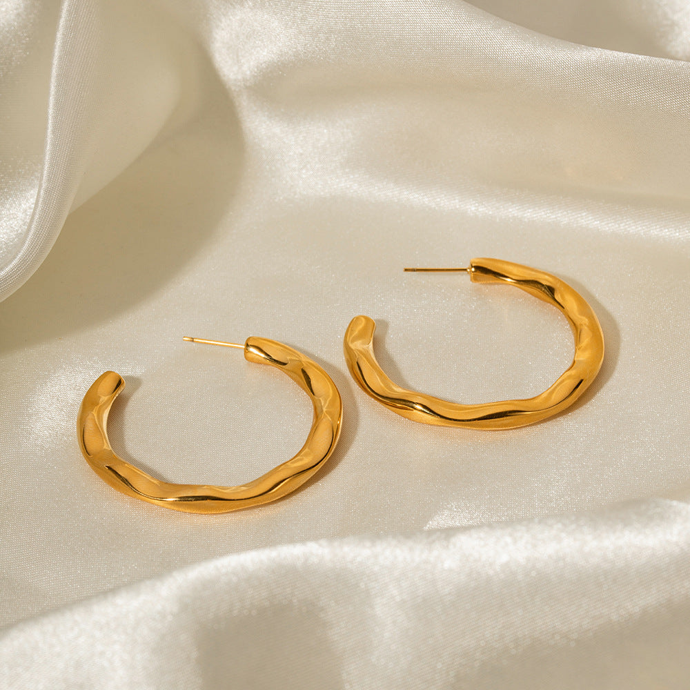 18K Gold Plated Molten Hoop Earrings
