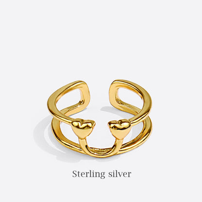 Heart Shaped Nugget Ring Gold-plated Silver nugget earrings