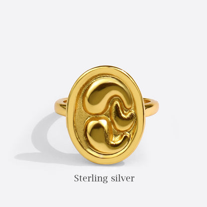 Ancient Roman Soldier Signet Coin Silver Nugget Ring | 18K Gold Plated