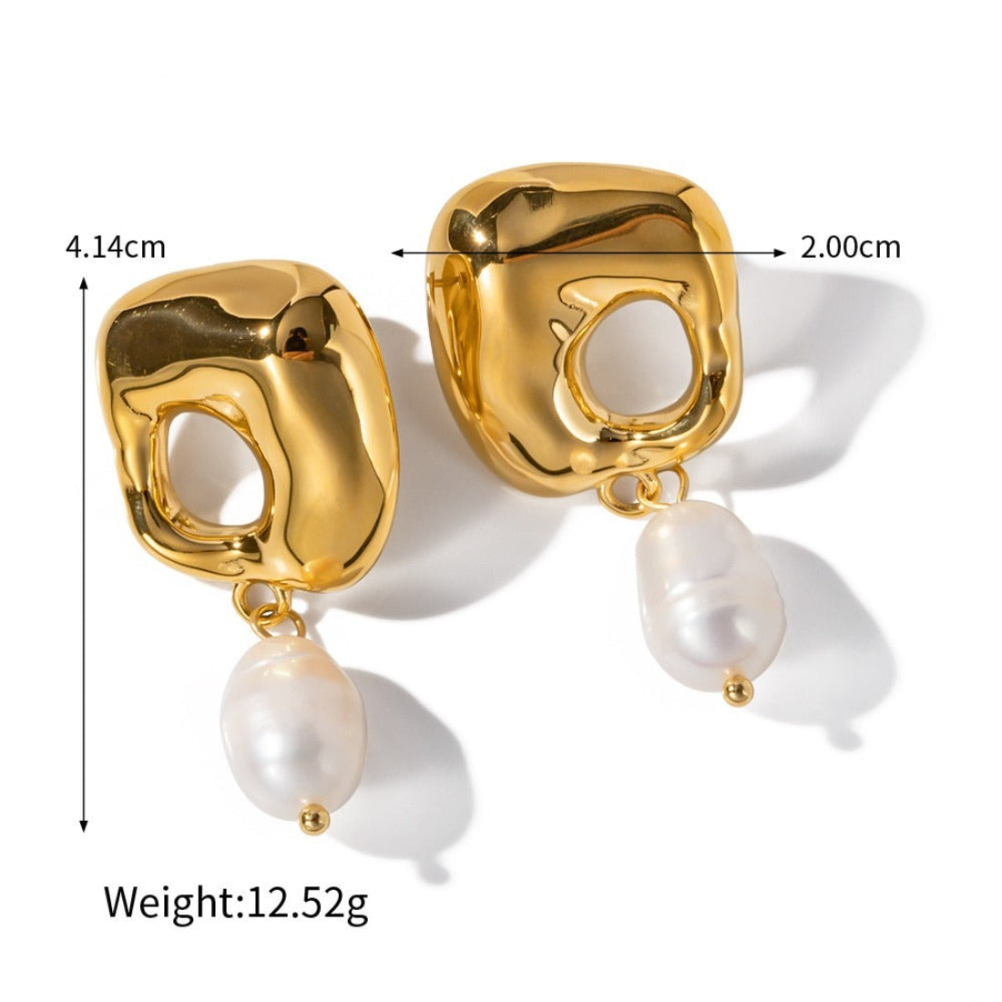the size of gold pearl earrings