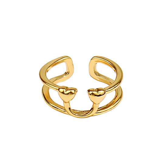 Heart Shaped Nugget Ring Gold-plated Silver