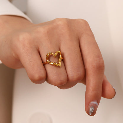 Heart Nugget Cuff Ring Gold-plated|Three Color
