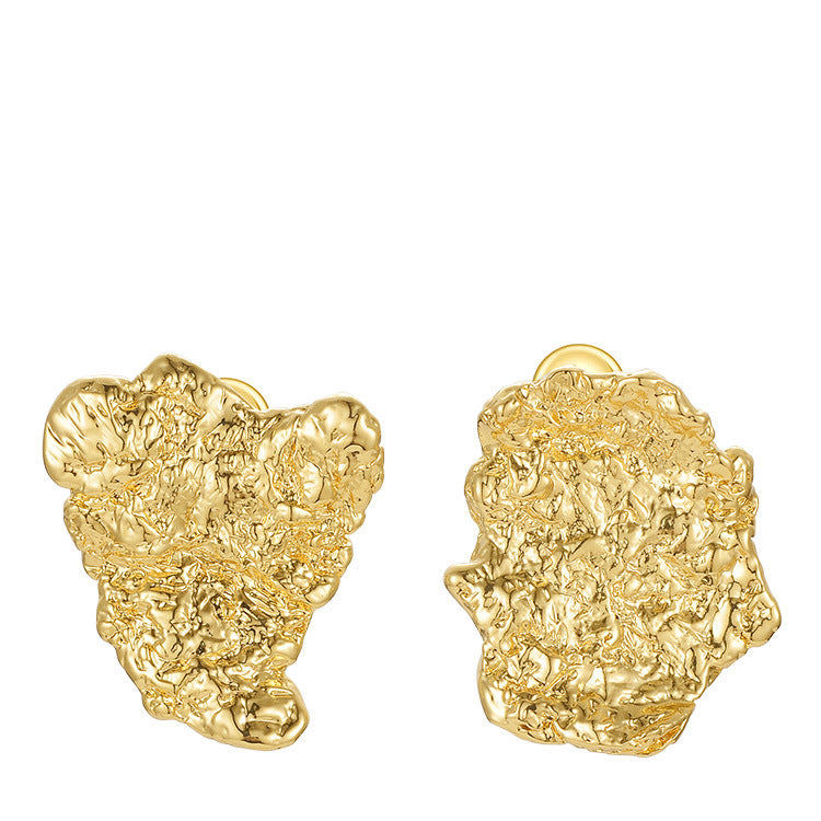 18K Gold Mens Nugget Earrings