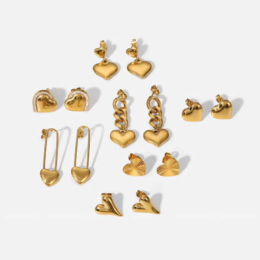 Wind Heart Pendant Earrings 14K Gold-plated