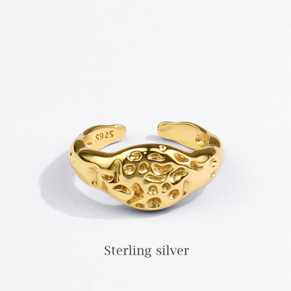 Brass Irregular Vintage Band Open Nugget Ring Gold-plated Silver