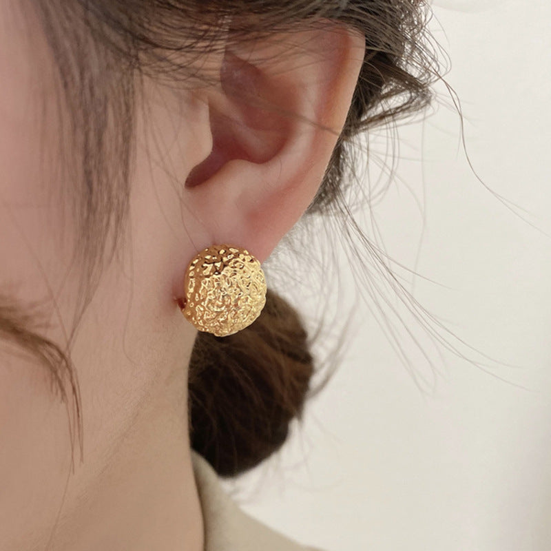 14k Gold-plated Textured Dome Stud Earrings