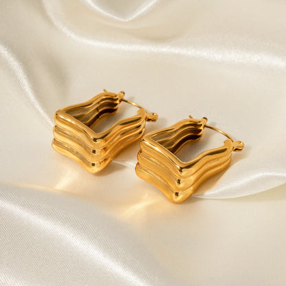 triangular stripe gold nugget earrings