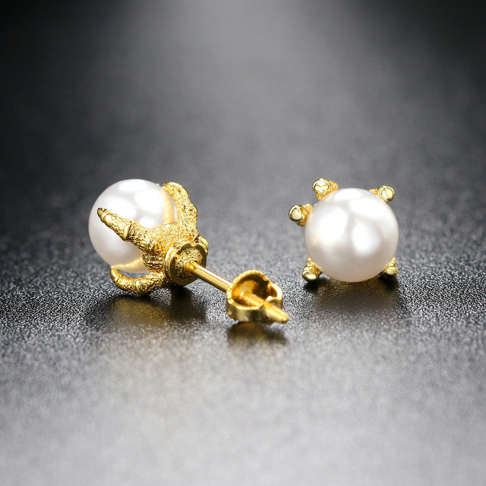 Square Hoop Pearl Stud Gold 18K Gold Plated Mens Nugget Earrings Nugget Jewelry