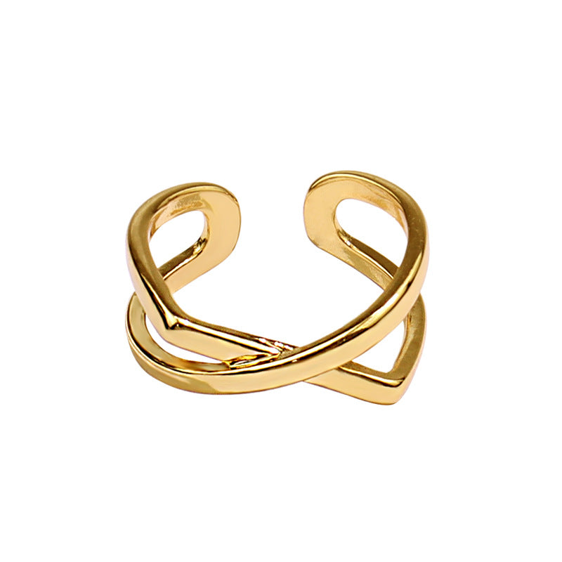 Minimalist Adjustable Geometric Line Gold Nugget Ring 18k Gold-plated Silver nugget earrings