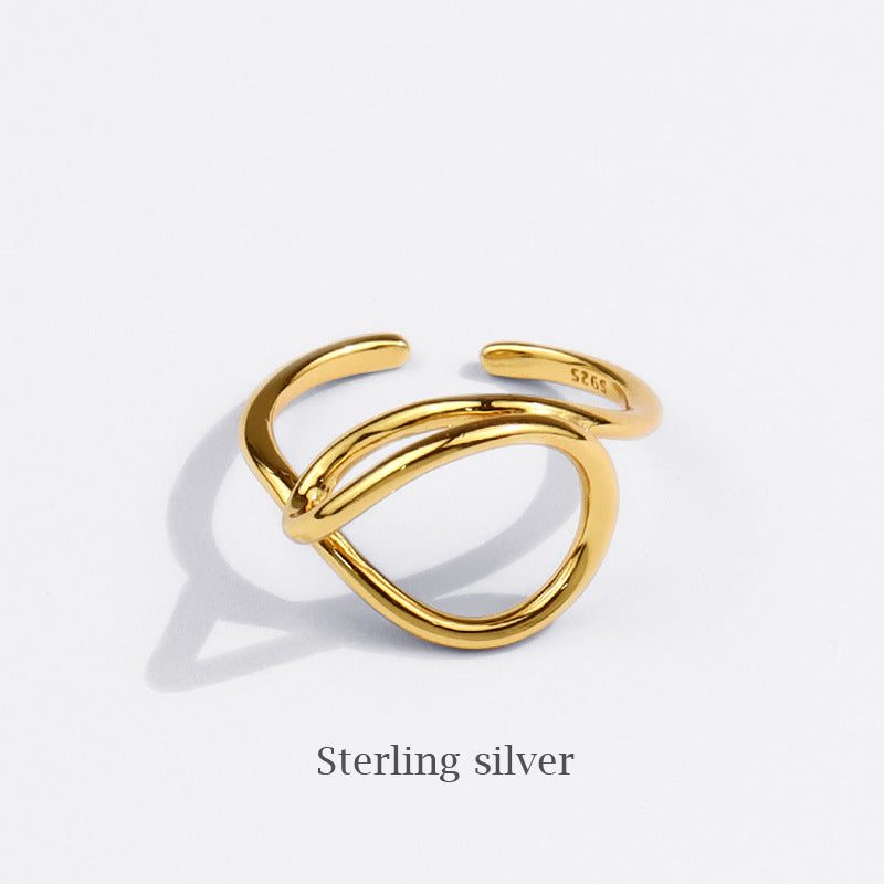 Stylish Knot Nugget Rings Gold-plated Silver nugget earrings