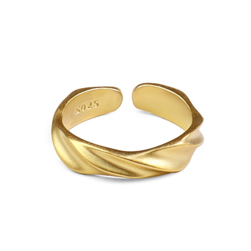 Wind Wave Matte Women's Nugget Ring Gold-plated Silver nugget earrings