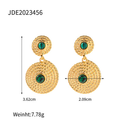 Wire Drop Nugget Earrings with Mini Cabachon in 18K Gold-plated nugget earrings