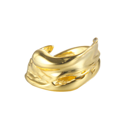 Irregular Texture Nugget Ring Gold-plated Silver For Women nugget earrings