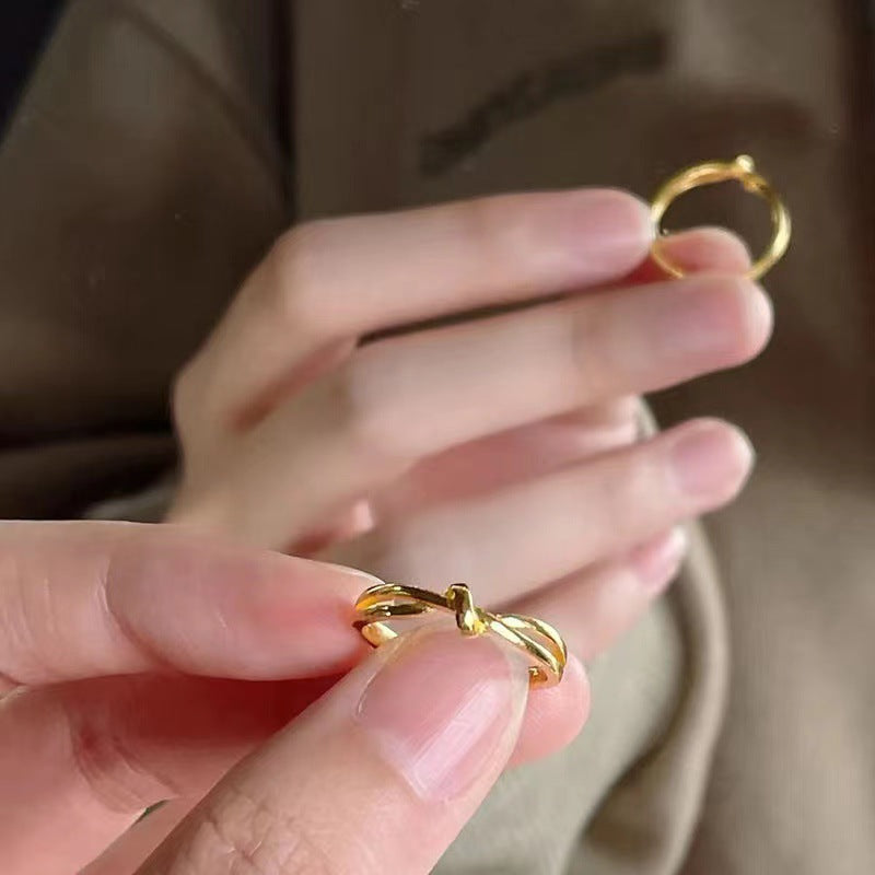 Adjustable Knot Line Gold Nugget Ring Gold-plated