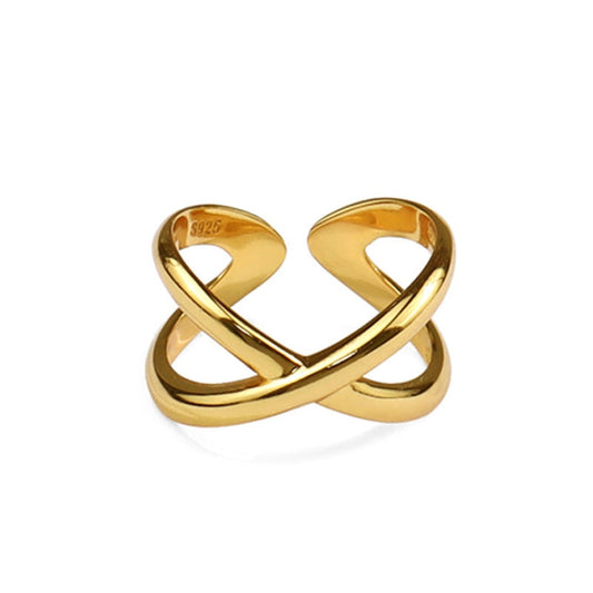 Gold Plated Criss Cross Nugget Ring