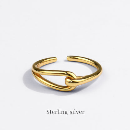 New creative knotted ring, Korean temperament open, gold girl ring, simple and versatile accessories, one piece dropshipping nugget earrings