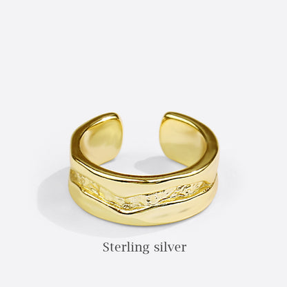 Twist Signet Nugget Gold Ring| Gold-plated Silver Open Ring
