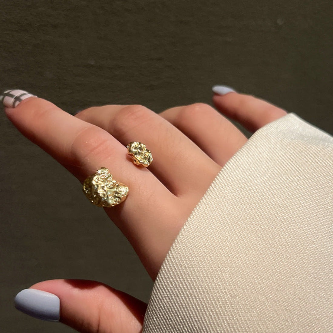 Gold Nugget Stud Ring