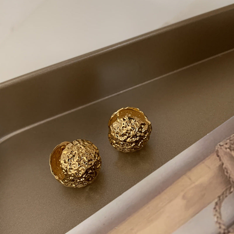 14k Gold-plated Textured Dome Stud Earrings