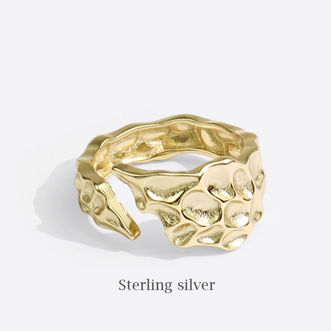 Nugget Jewelry Sterling Silver Yellow Gold Nugget Ring |Open Ring