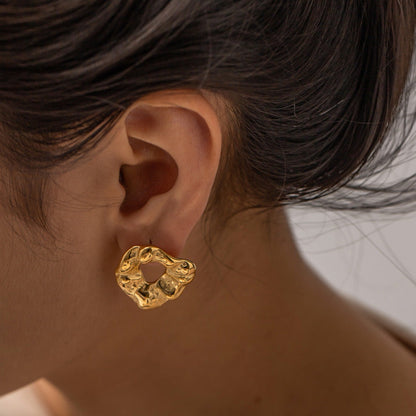 Chunky Textured Gold Hoop Earrings