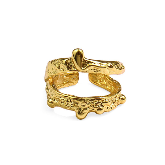 Chunky Stacking Nugget Rings Gold-plated Silver nugget earrings