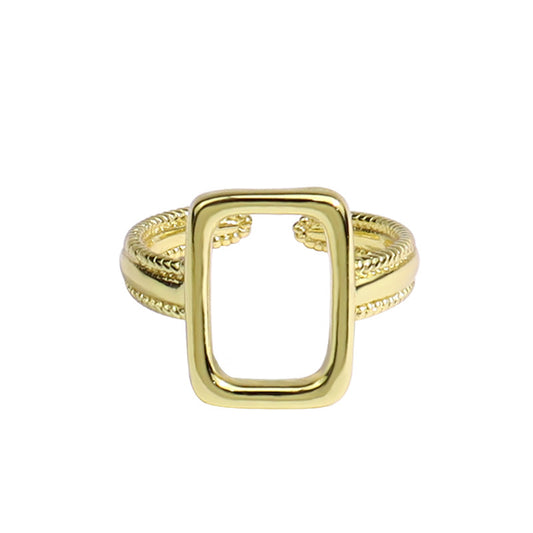 Rectangle Hollow Adjustable Women's Nugget Ring Gold-plated Silver nugget earrings