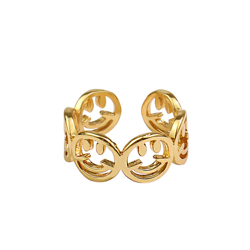 Smile Shaped Nugget Ring for Women Gold-plated Silver nugget earrings